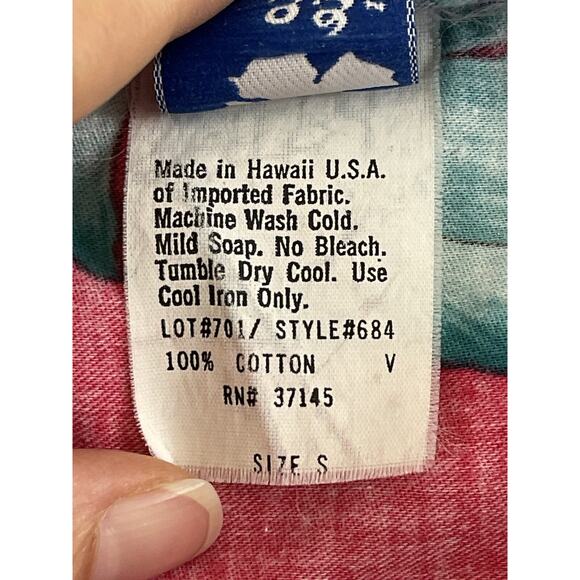 Vintage Hilo Hattie Dress Womens Small Hawaii Hawaiian Floral Red Made USA Beach - Picture 10 of 10